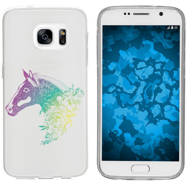 Galaxy S7 Silikon-Hülle Floral Pferd M5-4 Case