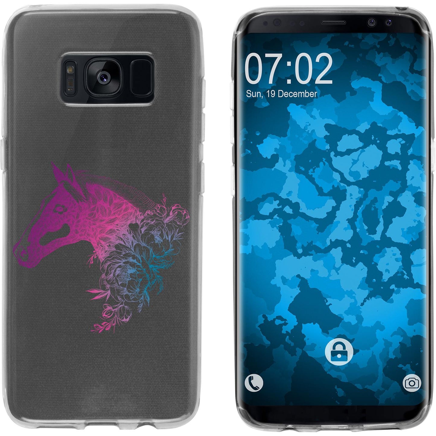 Galaxy S8 Silikon-Hülle Floral Pferd M5-6 Case