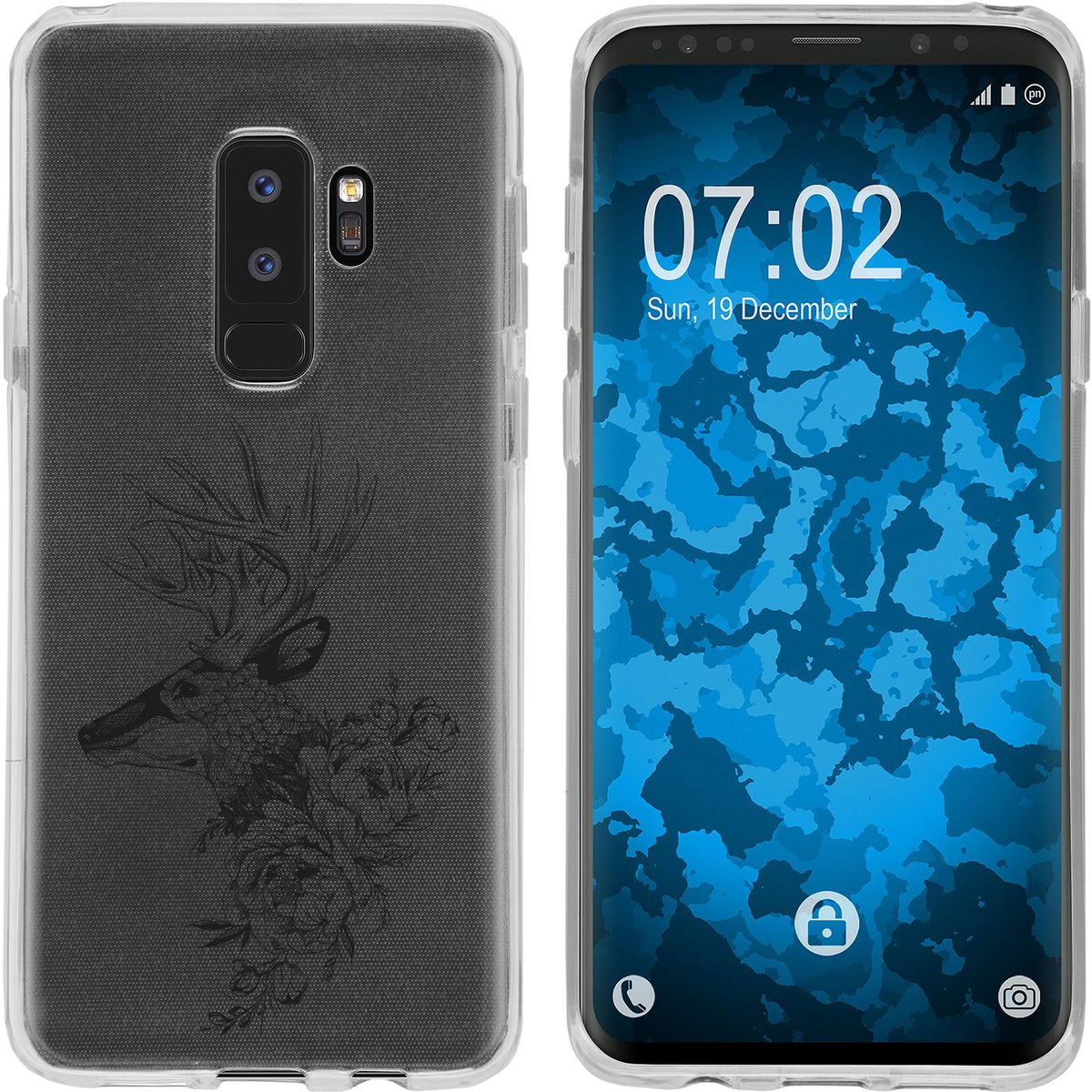 Galaxy S9 Plus Silikon-Hülle Floral Hirsch M7-1 Case