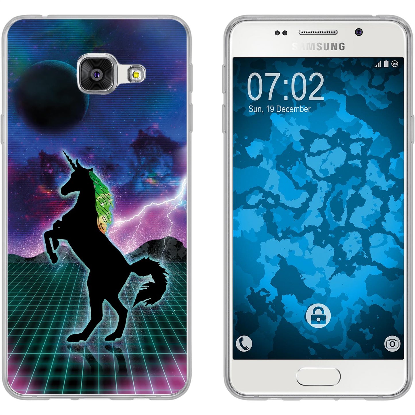 Galaxy A5 (2016) A510 Silikon-Hülle Retro Wave Einhorn M2 Ca