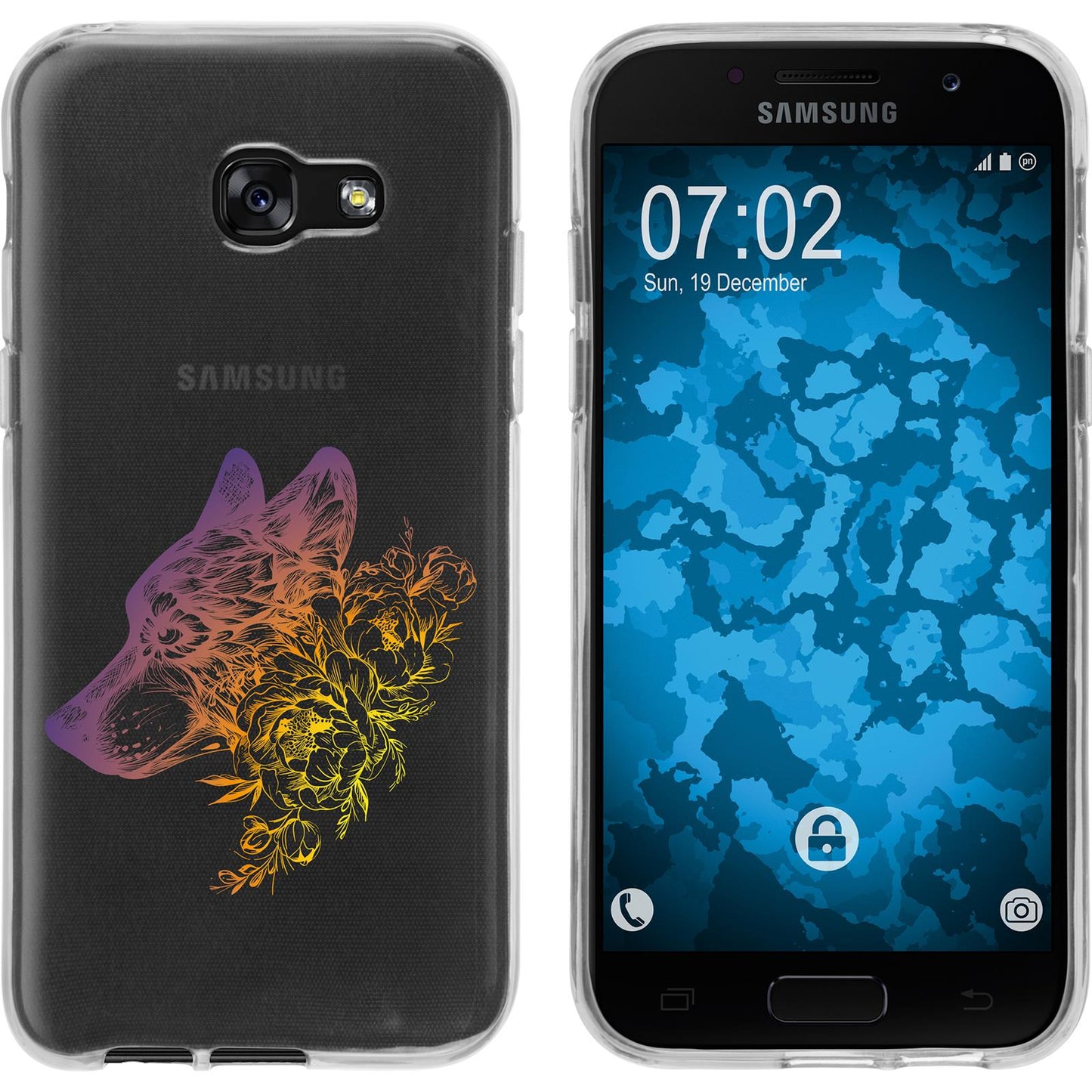 Galaxy A3 2017 Silikon-Hülle Floral Wolf M3-3 Case