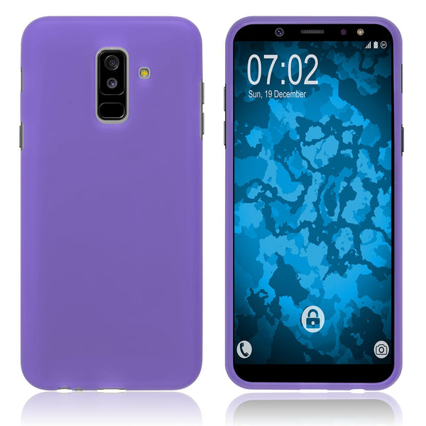 PhoneNatic Case kompatibel mit Samsung Galaxy A6 Plus (2018) - lila Silikon Hülle matt Cover