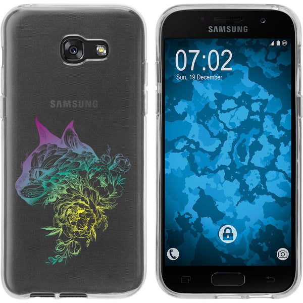 Galaxy A7 (2017) Silikon-Hülle Floral Katze M2-4 Case