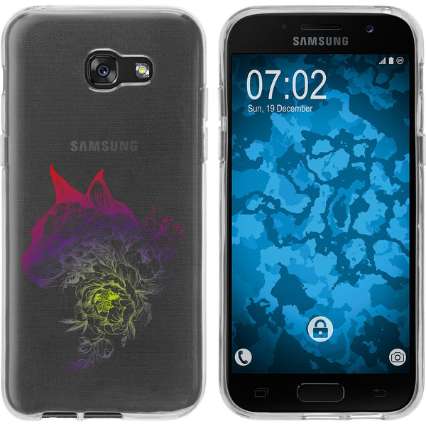 Galaxy A7 (2017) Silikon-Hülle Floral Katze M2-5 Case