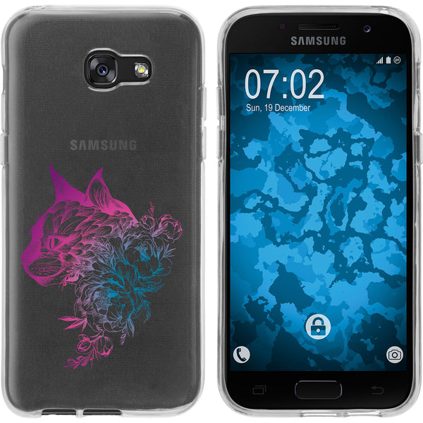 Galaxy A7 (2017) Silikon-Hülle Floral Katze M2-6 Case