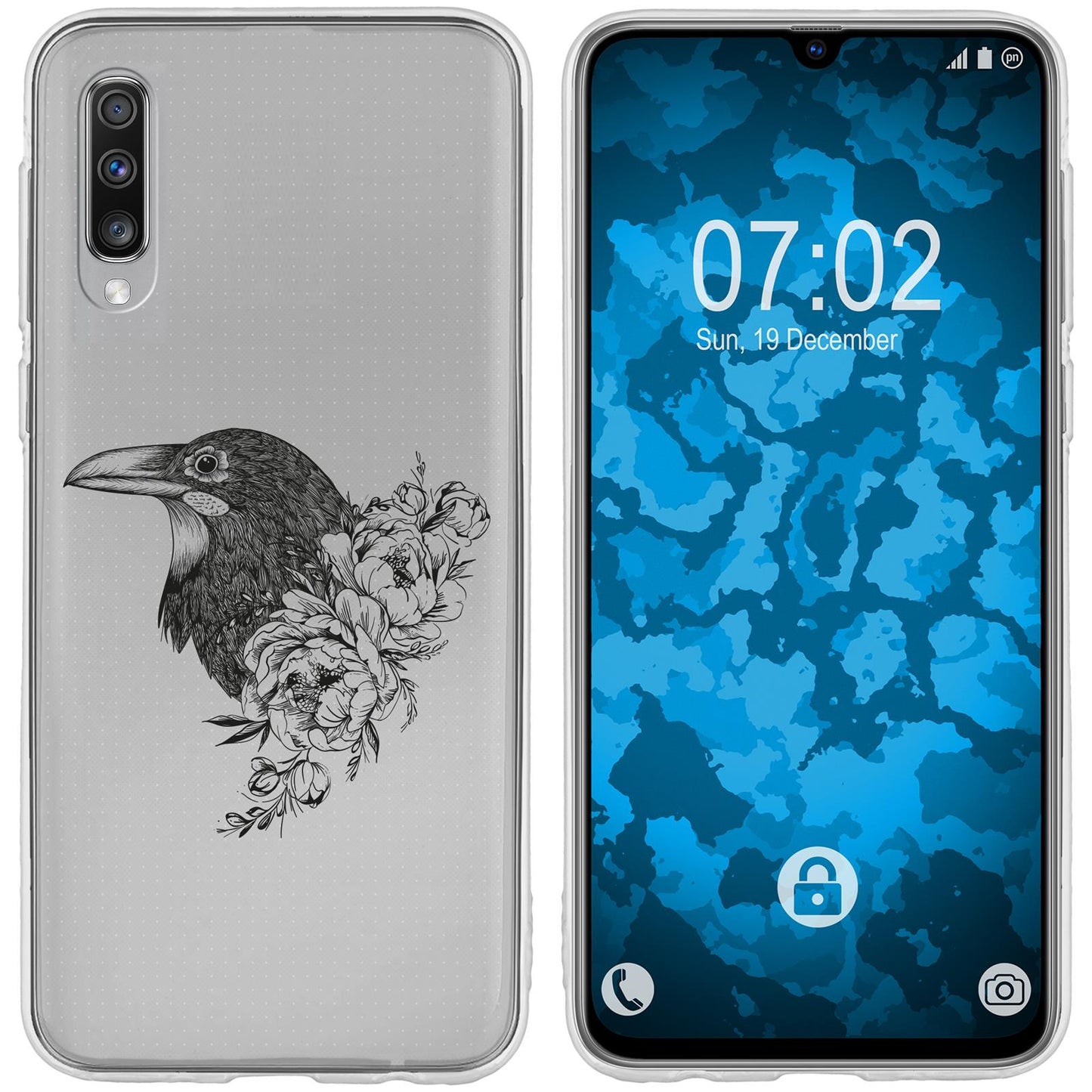 Galaxy A70 Silikon-Hülle Floral Rabe M4-1 Case