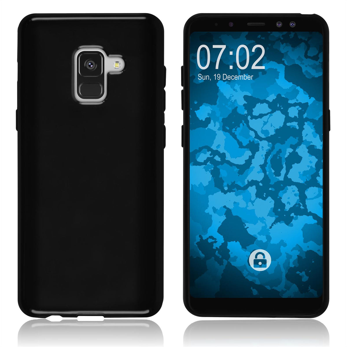 PhoneNatic Case kompatibel mit Samsung Galaxy A8 Plus (2018) - schwarz Silikon Hülle Cover