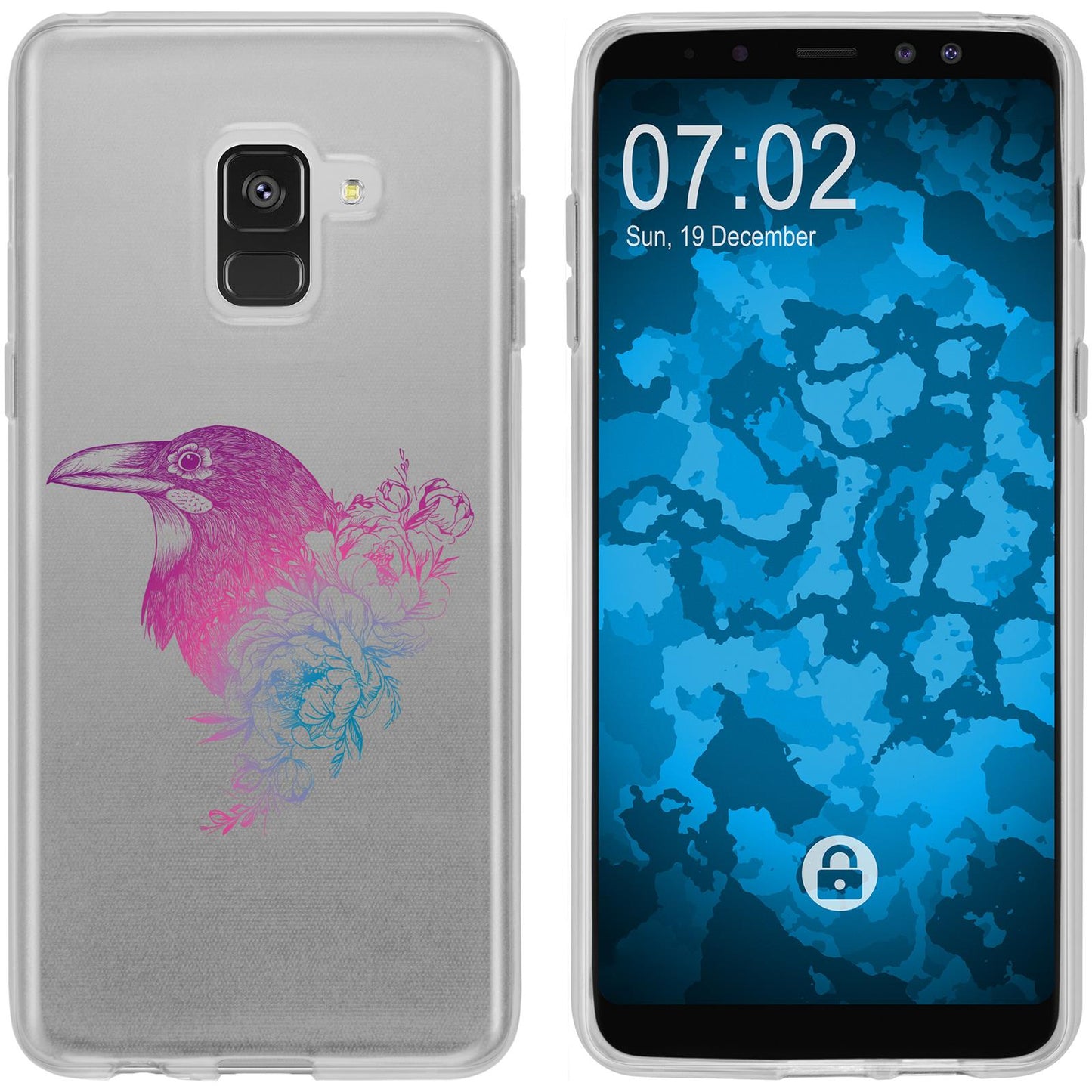 Galaxy A8 (2018) EU Version Silikon-Hülle Floral Rabe M4-6 C