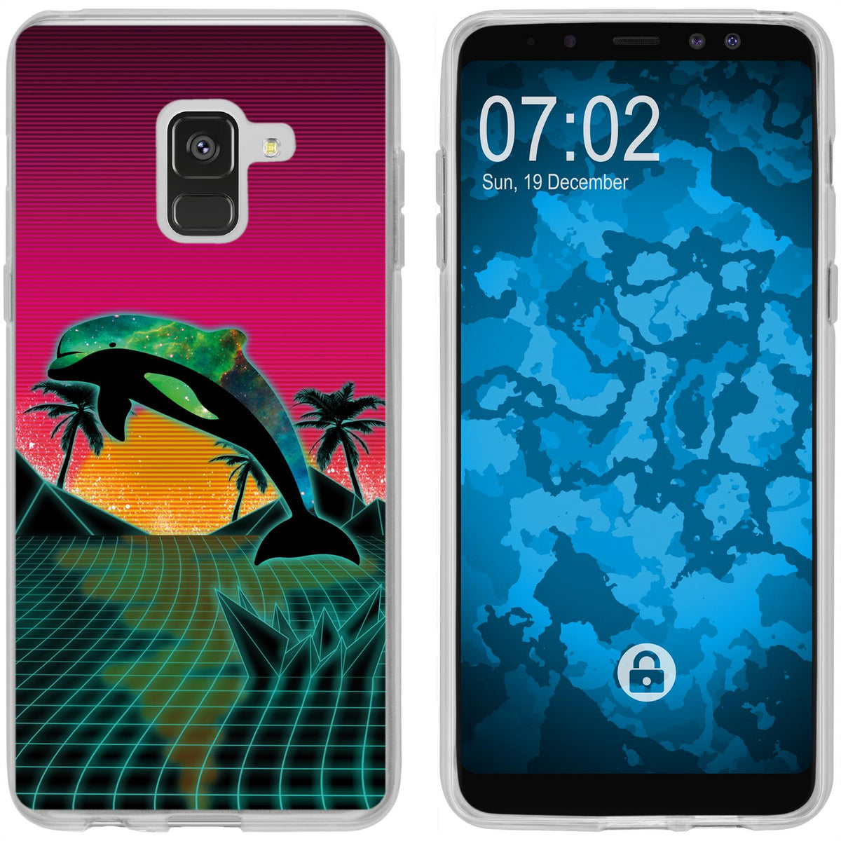 Galaxy A8 Plus (2018) Silikon-Hülle Retro Wave Delphin M1 Ca