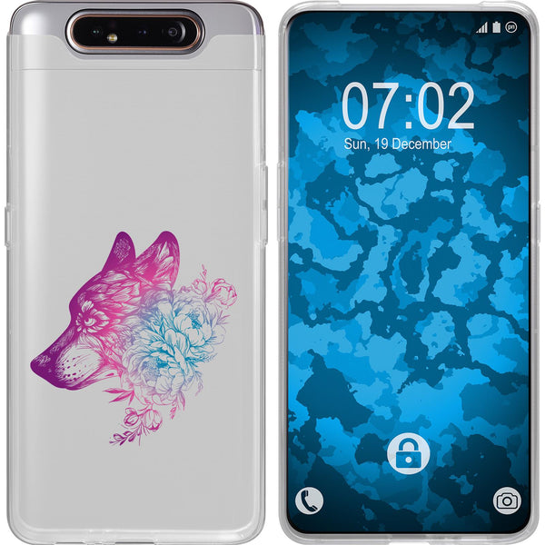 Galaxy A80 Silikon-Hülle Floral Wolf M3-6 Case