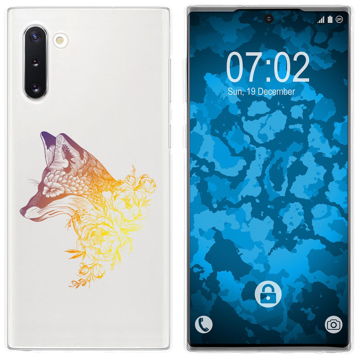 Galaxy Note 10 Silikon-Hülle Floral Fuchs M1-3 Case