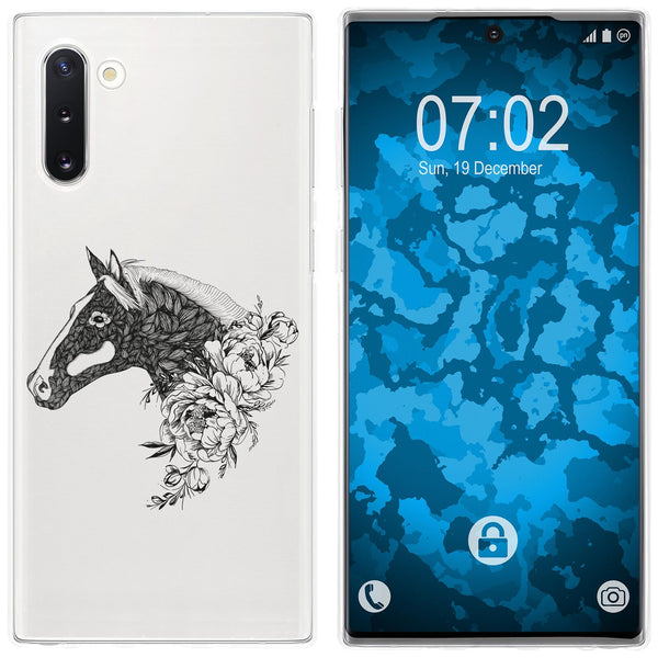 Galaxy Note 10 Silikon-Hülle Floral Pferd M5-1 Case