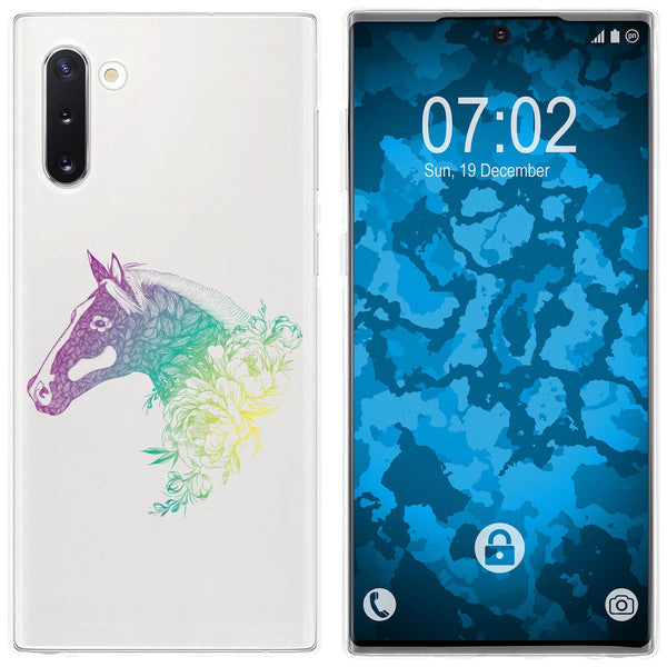 Galaxy Note 10 Silikon-Hülle Floral Pferd M5-4 Case
