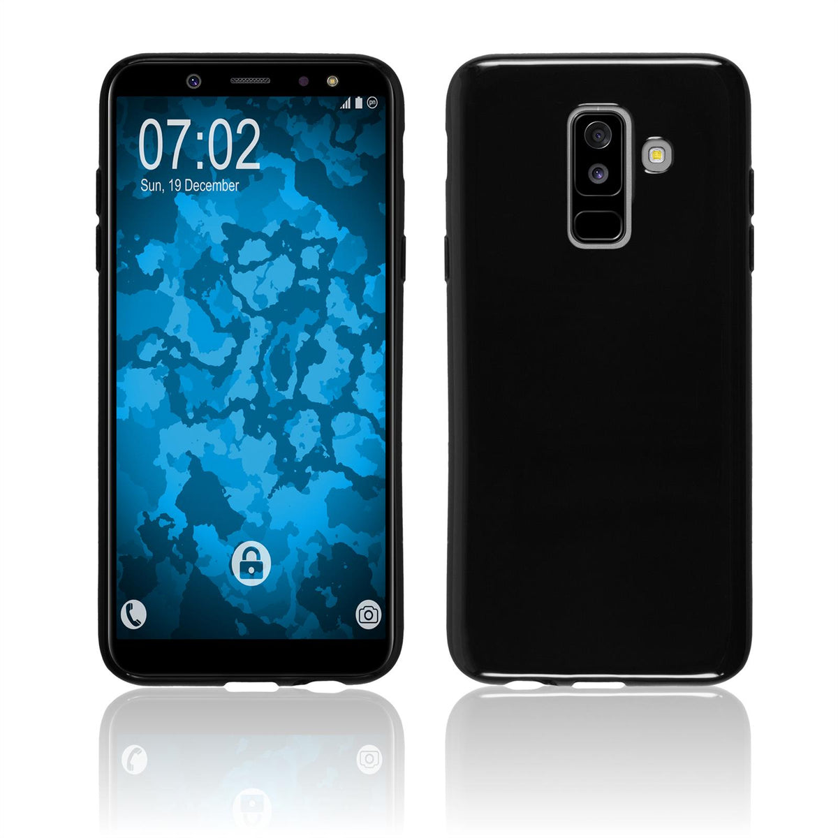 PhoneNatic Case kompatibel mit Samsung Galaxy A6 Plus (2018) - schwarz Silikon Hülle Cover