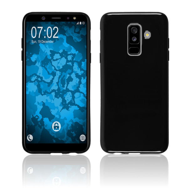 PhoneNatic Case kompatibel mit Samsung Galaxy A6 Plus (2018) - schwarz Silikon Hülle  Cover