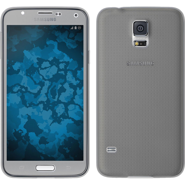 PhoneNatic Case kompatibel mit Samsung Galaxy S5 - grau Silikon Hülle 360∞ Fullbody Cover