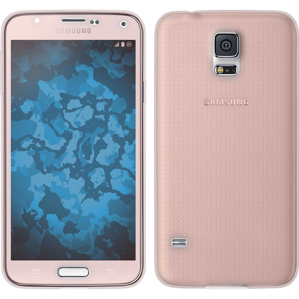 PhoneNatic Case kompatibel mit Samsung Galaxy S5 - rosa Silikon Hülle 360∞ Fullbody Cover