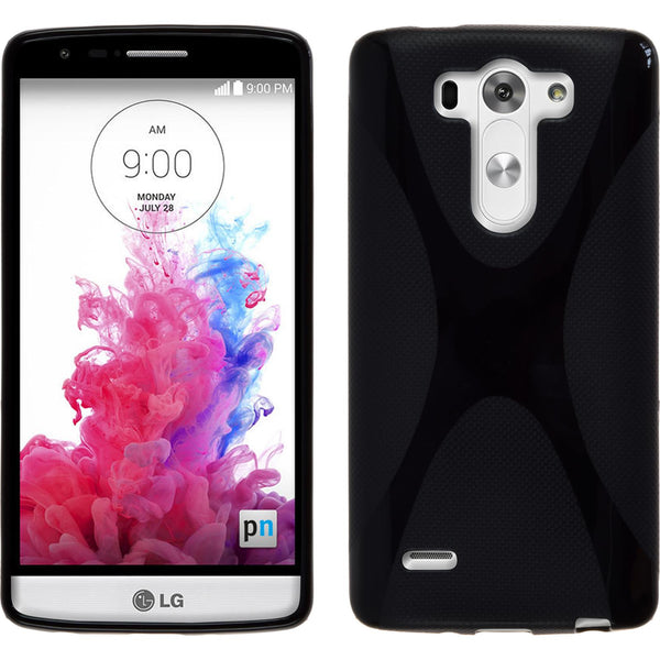 PhoneNatic Case kompatibel mit LG G3 S - schwarz Silikon Hülle X-Style + 2 Schutzfolien