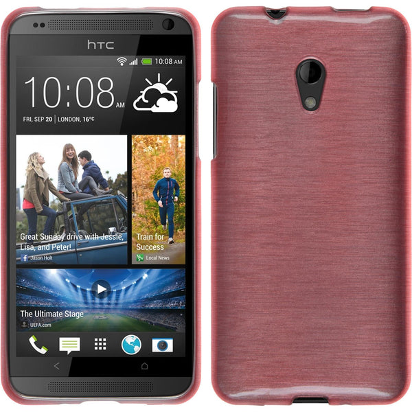 PhoneNatic Case kompatibel mit HTC Desire 700 - rosa Silikon Hülle brushed + 2 Schutzfolien