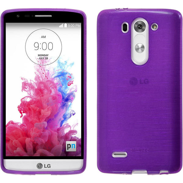 PhoneNatic Case kompatibel mit LG G3 S - lila Silikon Hülle brushed + 2 Schutzfolien