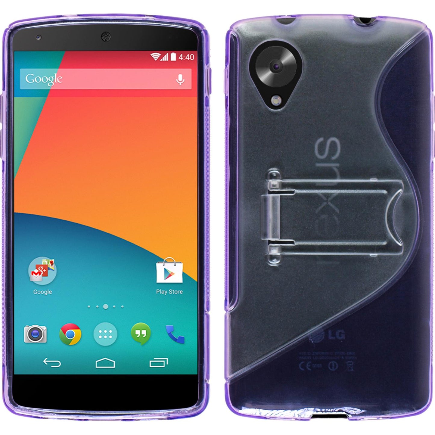 PhoneNatic Case kompatibel mit Google Nexus 5 - lila Silikon Hülle + 2 Schutzfolien