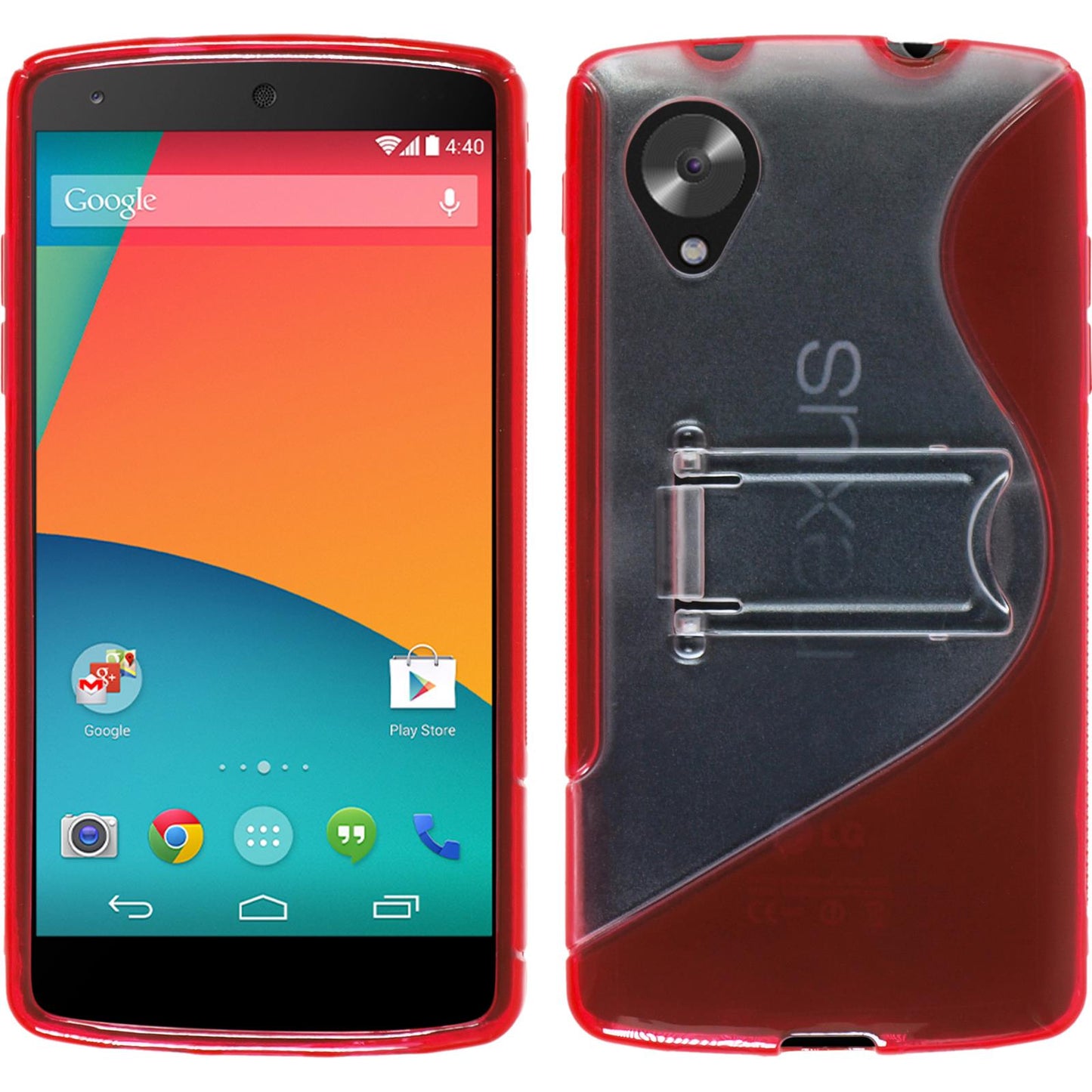 PhoneNatic Case kompatibel mit Google Nexus 5 - rot Silikon Hülle + 2 Schutzfolien