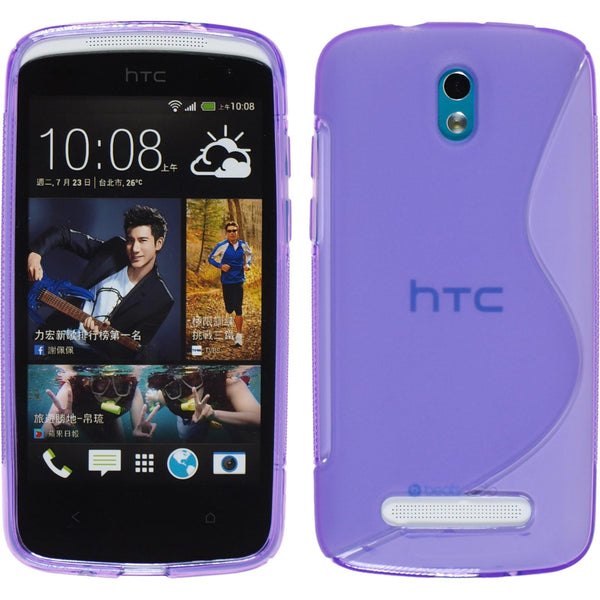 PhoneNatic Case kompatibel mit HTC Desire 500 - lila Silikon Hülle S-Style + 2 Schutzfolien