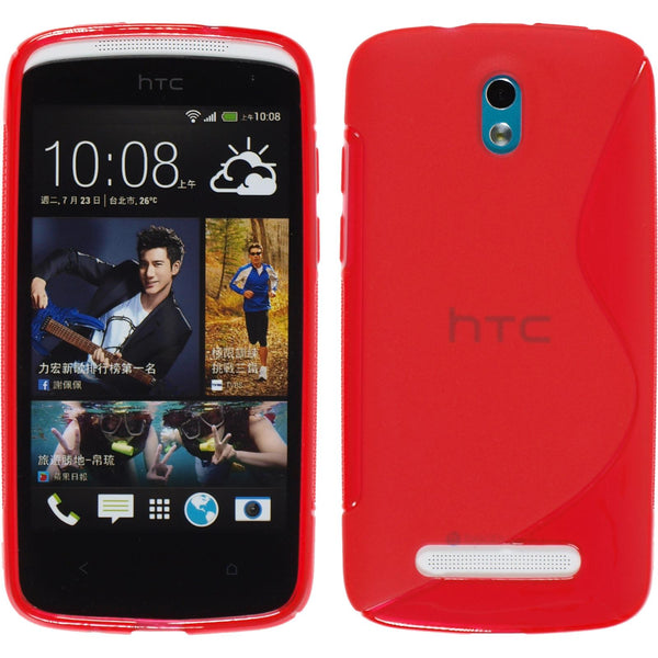 PhoneNatic Case kompatibel mit HTC Desire 500 - rot Silikon Hülle S-Style + 2 Schutzfolien