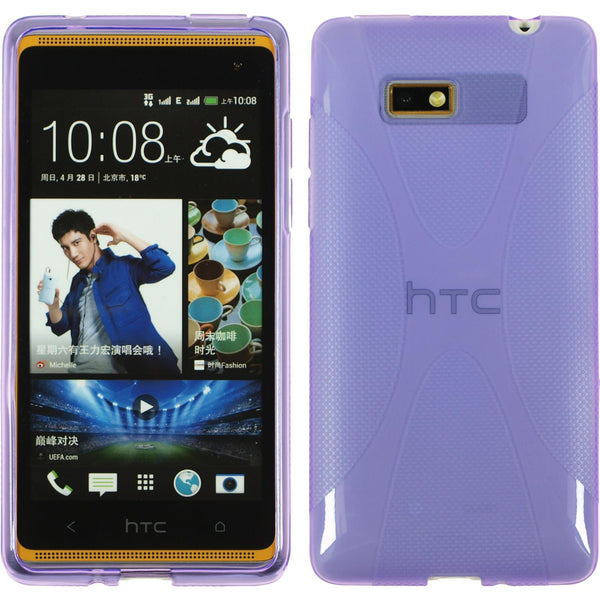 PhoneNatic Case kompatibel mit HTC Desire 600 - lila Silikon Hülle X-Style + 2 Schutzfolien
