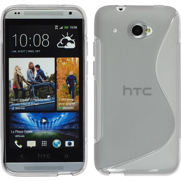 PhoneNatic Case kompatibel mit HTC Desire 601 - grau Silikon Hülle S-Style + 2 Schutzfolien