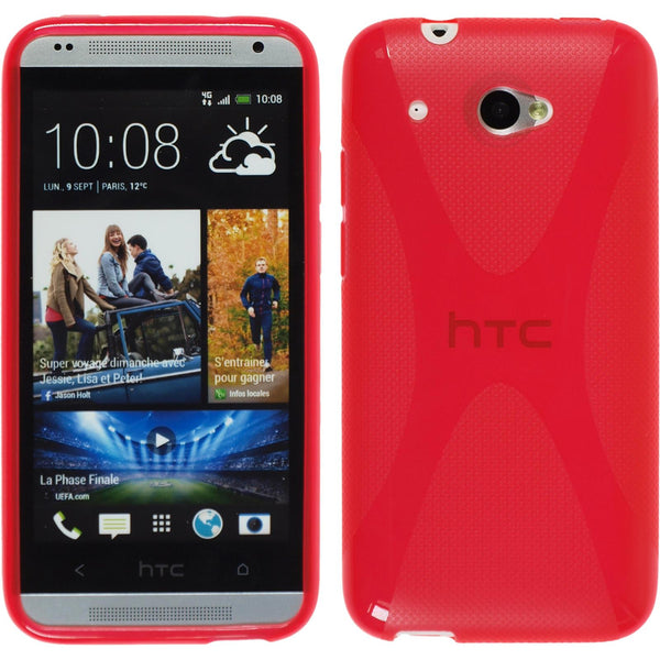 PhoneNatic Case kompatibel mit HTC Desire 601 - rot Silikon Hülle X-Style + 2 Schutzfolien