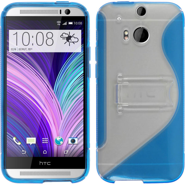 PhoneNatic Case kompatibel mit HTC One M8 - blau Silikon Hülle  + 2 Schutzfolien