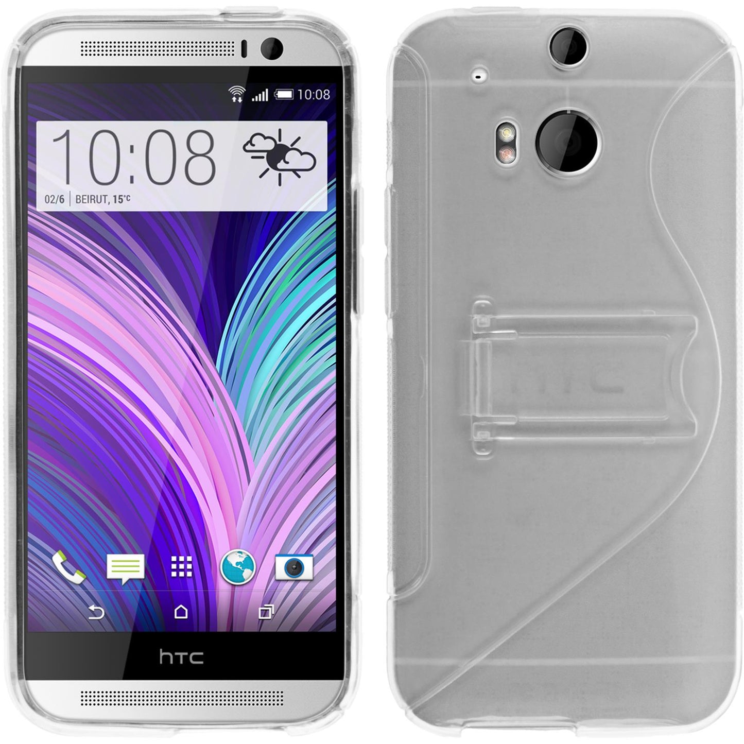PhoneNatic Case kompatibel mit HTC One M8 - clear Silikon Hülle + 2 Schutzfolien