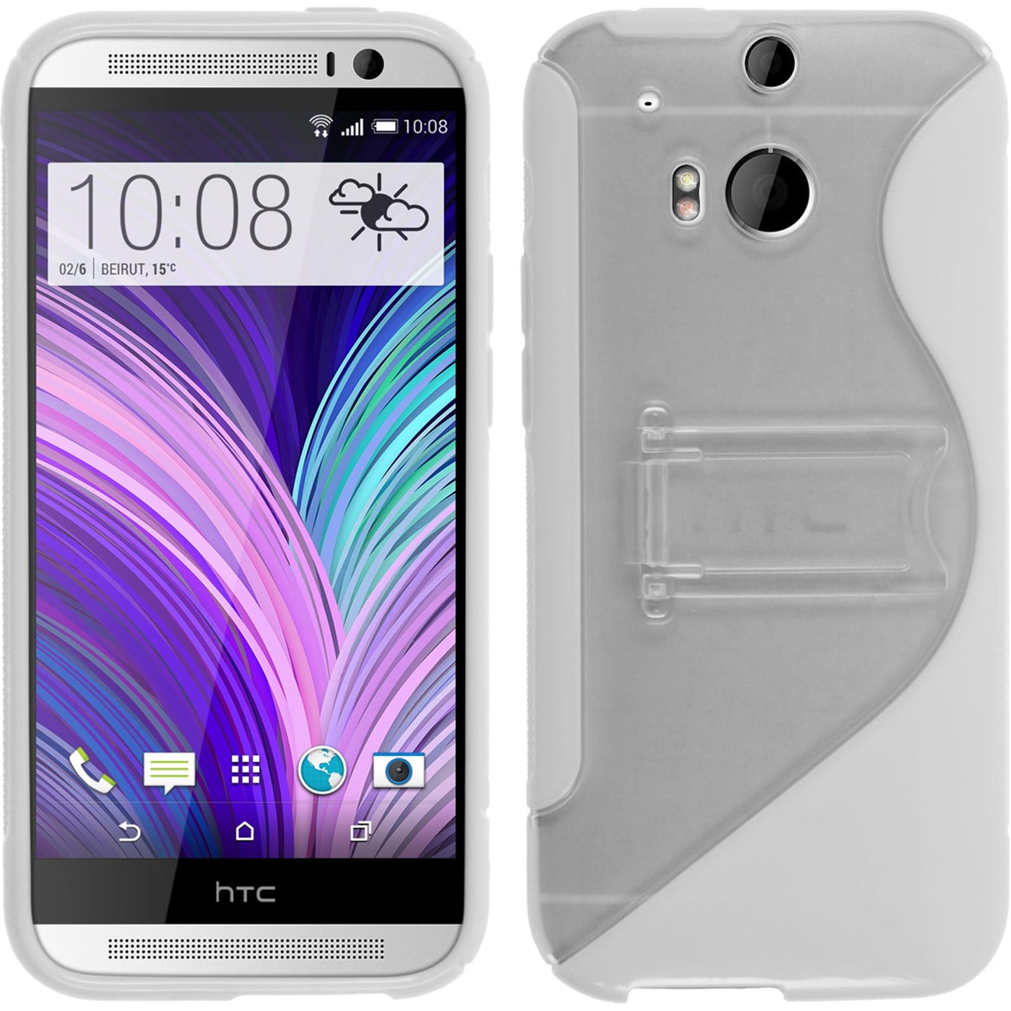 PhoneNatic Case kompatibel mit HTC One M8 - weiß Silikon Hülle + 2 Schutzfolien