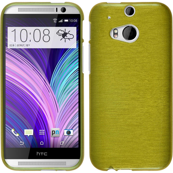 PhoneNatic Case kompatibel mit HTC One M8 - pastellgrün Silikon Hülle brushed + 2 Schutzfolien