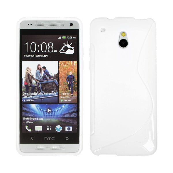 PhoneNatic Case kompatibel mit HTC One Mini - weiﬂ Silikon Hülle S-Style + 2 Schutzfolien