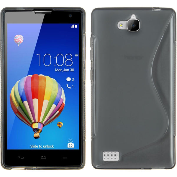 PhoneNatic Case kompatibel mit Huawei Honor 3C - grau Silikon Hülle S-Style + 2 Schutzfolien