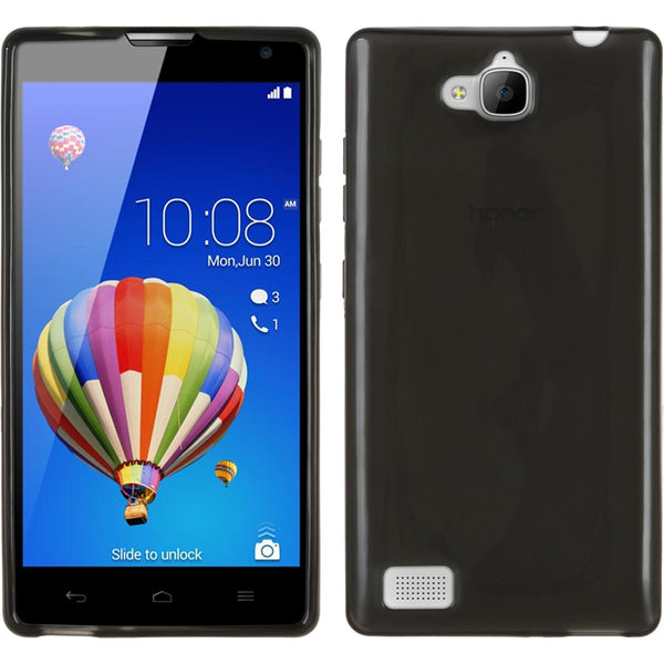 PhoneNatic Case kompatibel mit Huawei Honor 3C - schwarz Silikon Hülle transparent + 2 Schutzfolien