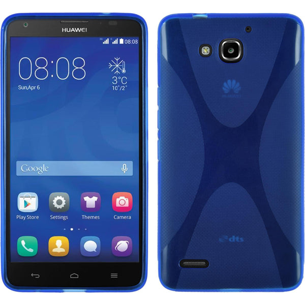 PhoneNatic Case kompatibel mit Huawei Honor 3X G750 - blau Silikon Hülle X-Style + 2 Schutzfolien