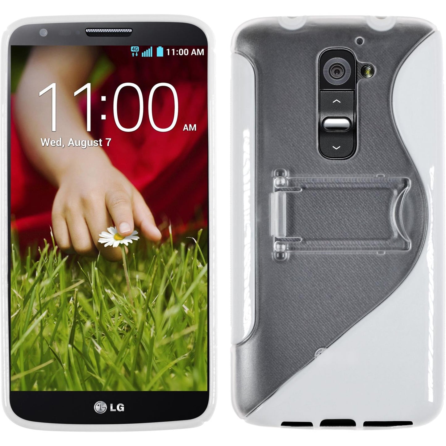 PhoneNatic Case kompatibel mit LG G2 - weiß Silikon Hülle + 2 Schutzfolien