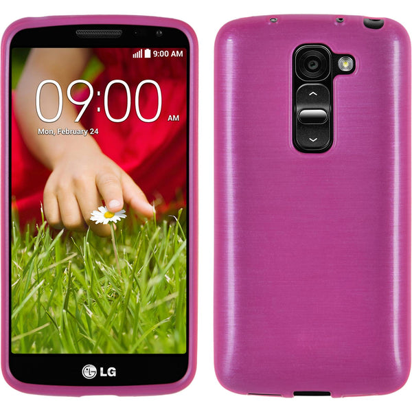 PhoneNatic Case kompatibel mit LG G2 mini - pink Silikon Hülle brushed + 2 Schutzfolien