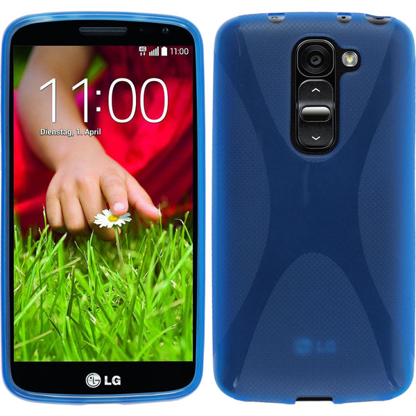 PhoneNatic Case kompatibel mit LG G2 mini - blau Silikon Hülle X-Style + 2 Schutzfolien