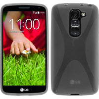 PhoneNatic Case kompatibel mit LG G2 mini - grau Silikon Hülle X-Style + 2 Schutzfolien