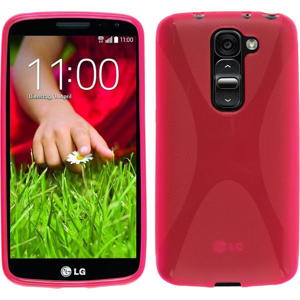 PhoneNatic Case kompatibel mit LG G2 mini - pink Silikon Hülle X-Style + 2 Schutzfolien