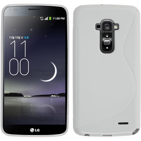 PhoneNatic Case kompatibel mit LG G Flex - weiß Silikon Hülle S-Style + 2 Schutzfolien