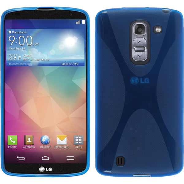 PhoneNatic Case kompatibel mit LG G Pro 2 - blau Silikon Hülle X-Style + 2 Schutzfolien
