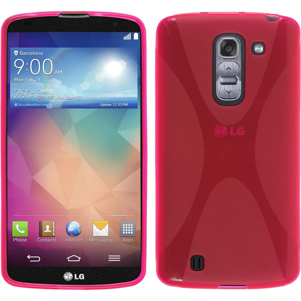 PhoneNatic Case kompatibel mit LG G Pro 2 - pink Silikon Hülle X-Style + 2 Schutzfolien