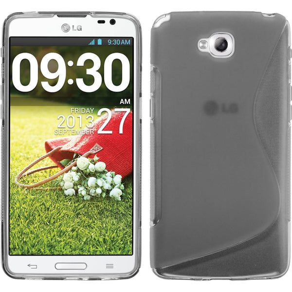 PhoneNatic Case kompatibel mit LG G Pro Lite - grau Silikon Hülle S-Style + 2 Schutzfolien
