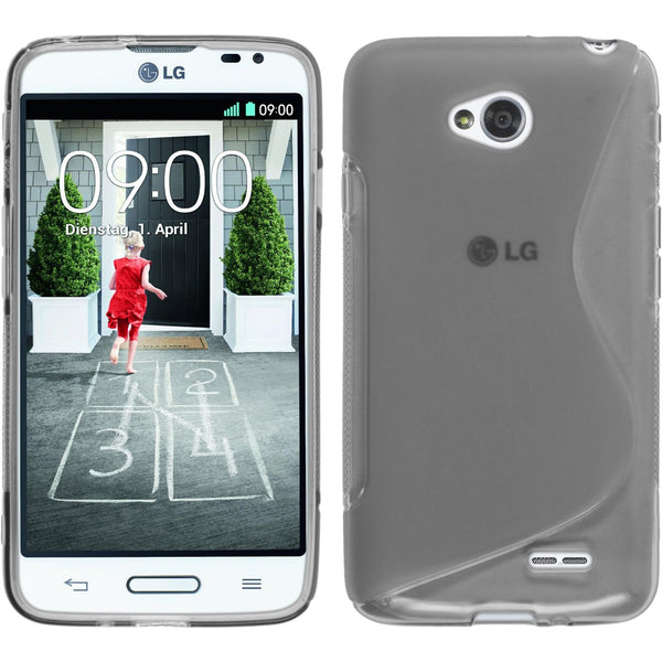 PhoneNatic Case kompatibel mit LG L70 - grau Silikon Hülle S-Style + 2 Schutzfolien