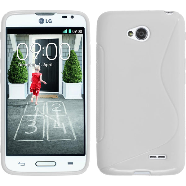 PhoneNatic Case kompatibel mit LG L70 - weiﬂ Silikon Hülle S-Style + 2 Schutzfolien